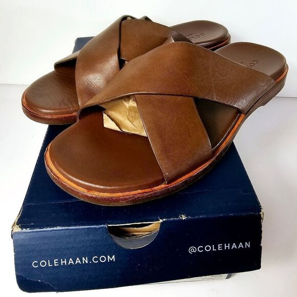 Cole Haan Mens Brown Leather Nantucket Cross Steap Sandals Size 7 w/Box! main image 4